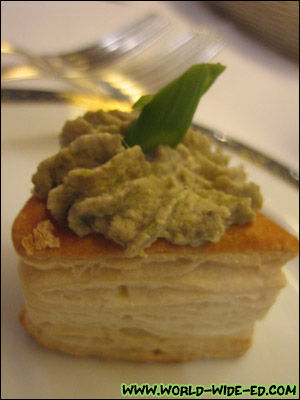 Chef's Amuse Surprise - Mushroom mousse with asparagus in bouche
