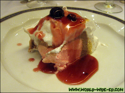 Baked Alaska - A not-so-traditional Baked Alaska with a warm brandy bing cherry sauce