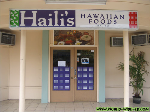 Haili's Hawaiian Foods sign