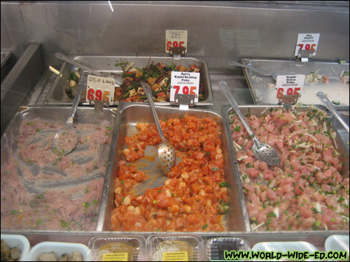 Partial selection of poke at Tamashiro Market