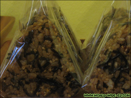 Close up of the Kombu Musubi using 10-Grain Rice - $1.50