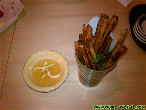 Sweet Potato Fries with Honey Mayonnaise ($6.25)