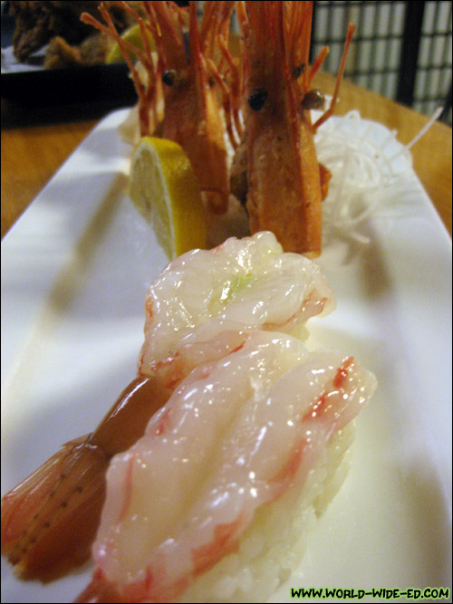Ama Ebi (raw shrimp) with deep fried head