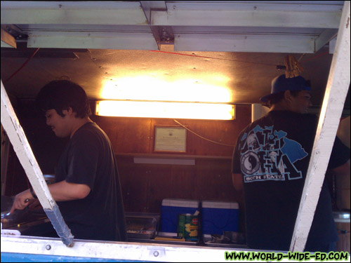 Workers preparing our teppanyaki