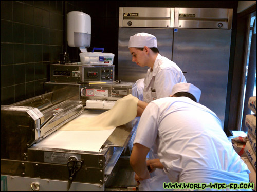 Udon noodles made fresh at Marukame Udon