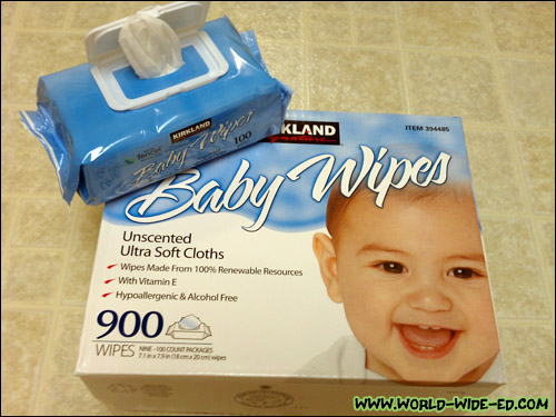 Kirkland brand baby wipes from Costco - 900 count