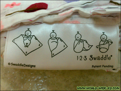 How to swaddle tag on one of our swaddle blankets