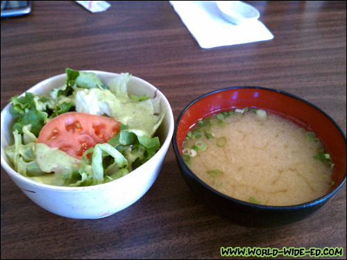 Green salad and miso soup