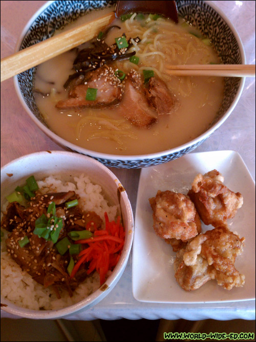 Paitan D Set: Paitan Ramen, Chashu Gohan, & (Chicken) Karaage - $12.95