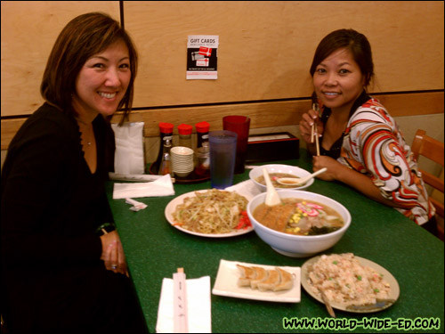 Wendy and Maribel pose with our spread from Genki Ramen