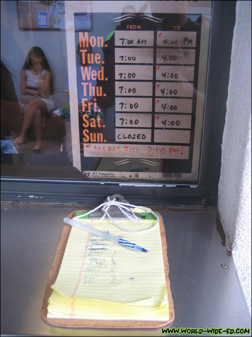 The waiting list system at Sam Sato's