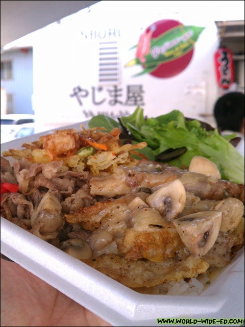Samurai Donburi & Mushroom Chicken combo ($8.50)