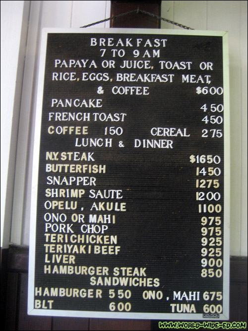 Manago Hotel menu