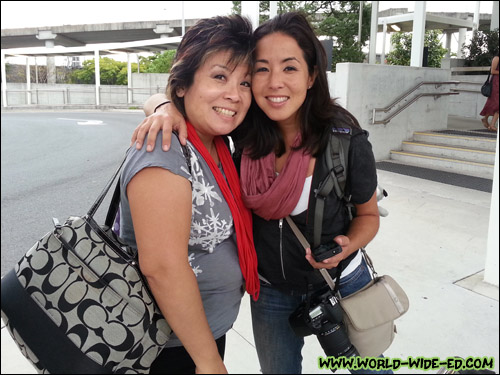 These two (Melissa Chang and Catherine Toth) are happy to be on the ground