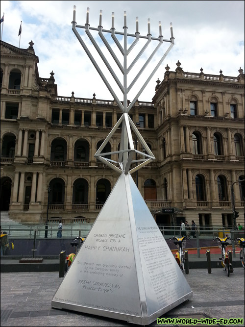 Chanukah display at Brisbane Square