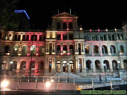 Remember the Treasury Casino & Hotel earlier today? Here's what it looked like at night.