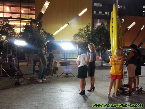 Walking through Brisbane Square, we saw some filming going on, which appeared to be a TV news segment.