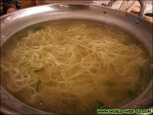 Ramen noodles simmering