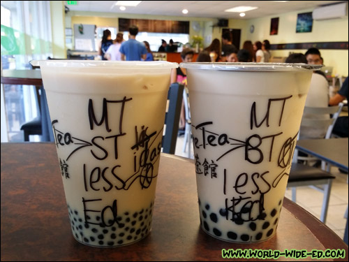 MT = Milk Tea, ST = Small Tapioca, BT = Big Tapioca, Less=Less Sweet, Ed = Ed. Not sure who Ted is. ;)