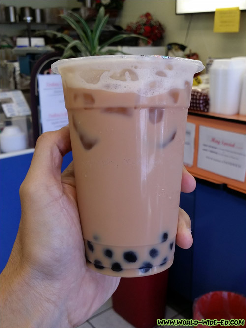 Tall Black Milk Tea from City Cafe ($2.63 + $0.72 for tapioka)