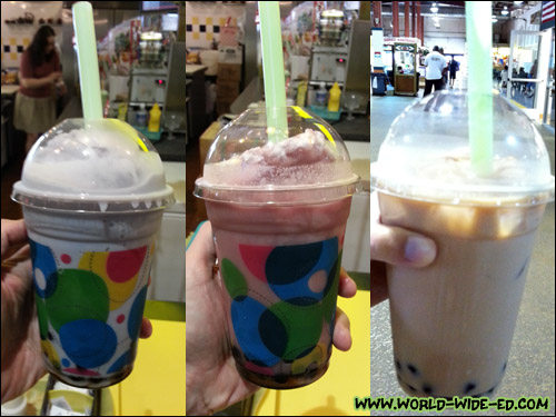 Blueberry, Strawberry and Milk Tea Bubble drinks from Bee's