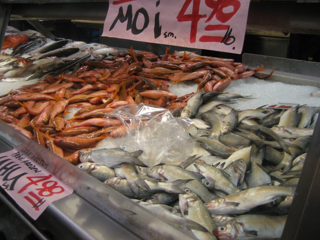 Seafood selection at Tamashiro Market